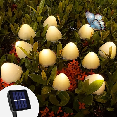 2700K IP55 সৌর চালিত এলইডি স্ট্রিং লাইট / মাশরুম সোলার গার্ডেন লাইট ওয়েডিং ফেস্টিভ ডেকোরেশন