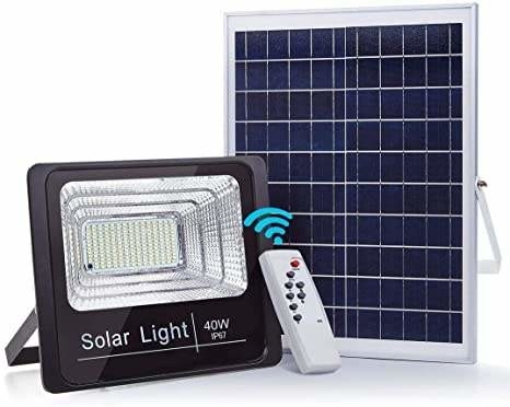 রিমোট কন্ট্রোল সহ আউটডোর LED 40w সোলার ফ্লাড লাইট গ্যারেজ চ্যানেল সোলার স্ট্রিট লাইট