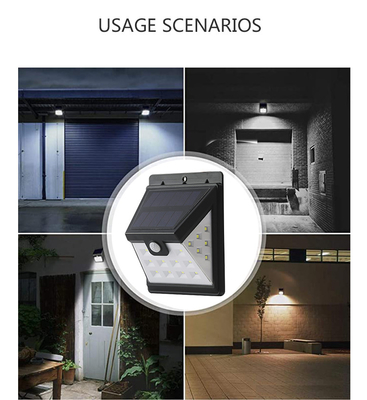 স্মার্ট মোশন সেন্সর সোলার চালিত LED ওয়াল লাইট 22 LED ABS 3.7V
