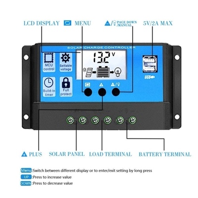 লিথিয়াম ব্যাটারির জন্য 30A PWM সোলার চার্জ কন্ট্রোলার ডিসচার্জ রেগুলেটর 12V 24V 1920W
