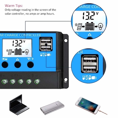 LCD ডিসপ্লে সোলার কন্ট্রোলার রেগুলেটর 12V / 24V 60A 50A 40A 30A 20A 10A PWM USB 5V