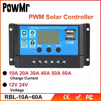 PWM সোলার চার্জ প্যানেল কন্ট্রোল রেগুলেটর 10A 20A 30A 40A 12V 24V 36V 48V