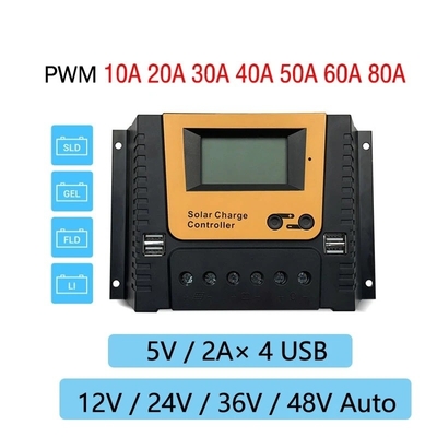 PWM সোলার চার্জ প্যানেল কন্ট্রোল রেগুলেটর 10A 20A 30A 40A 12V 24V 36V 48V